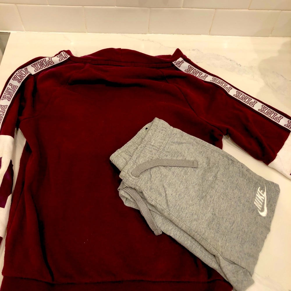 Victoria secret Hoodie, sweat pants by Nike.